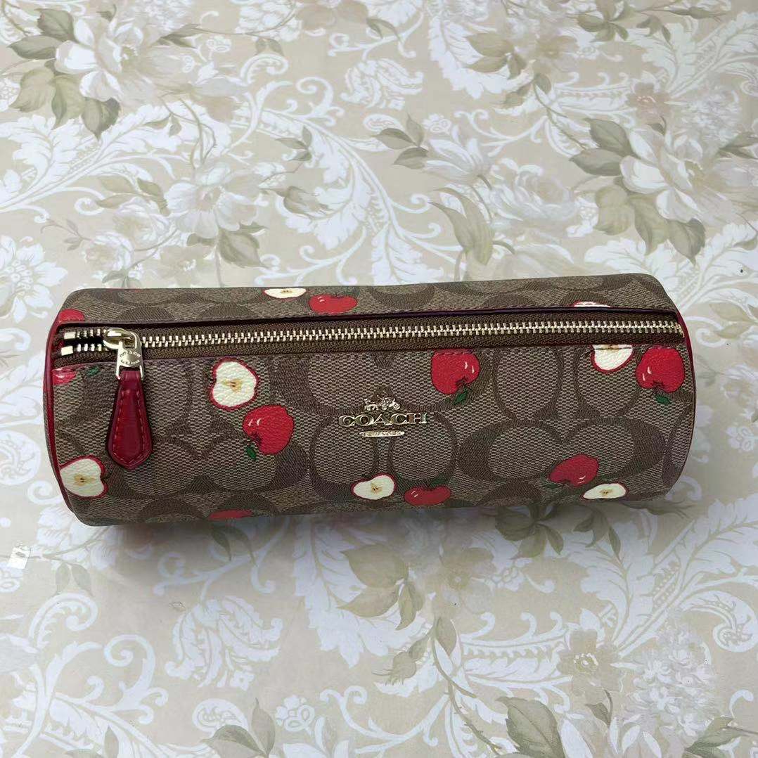 Coach 6980 Makeup Brush Holder In Signature Canvas With Apple Print Khaki Multi Coach 6980 Makeup Brush Holder In Signature Canvas With Apple Print Khaki Multi